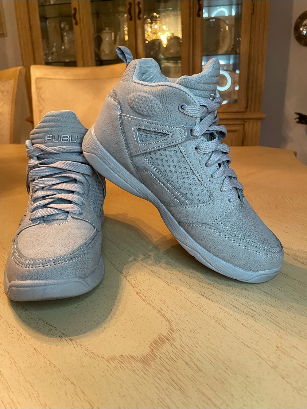 Fubu Boys SZ 4 Gray High Top Lace Up Knight Basketball Sneakers Retro Inspired